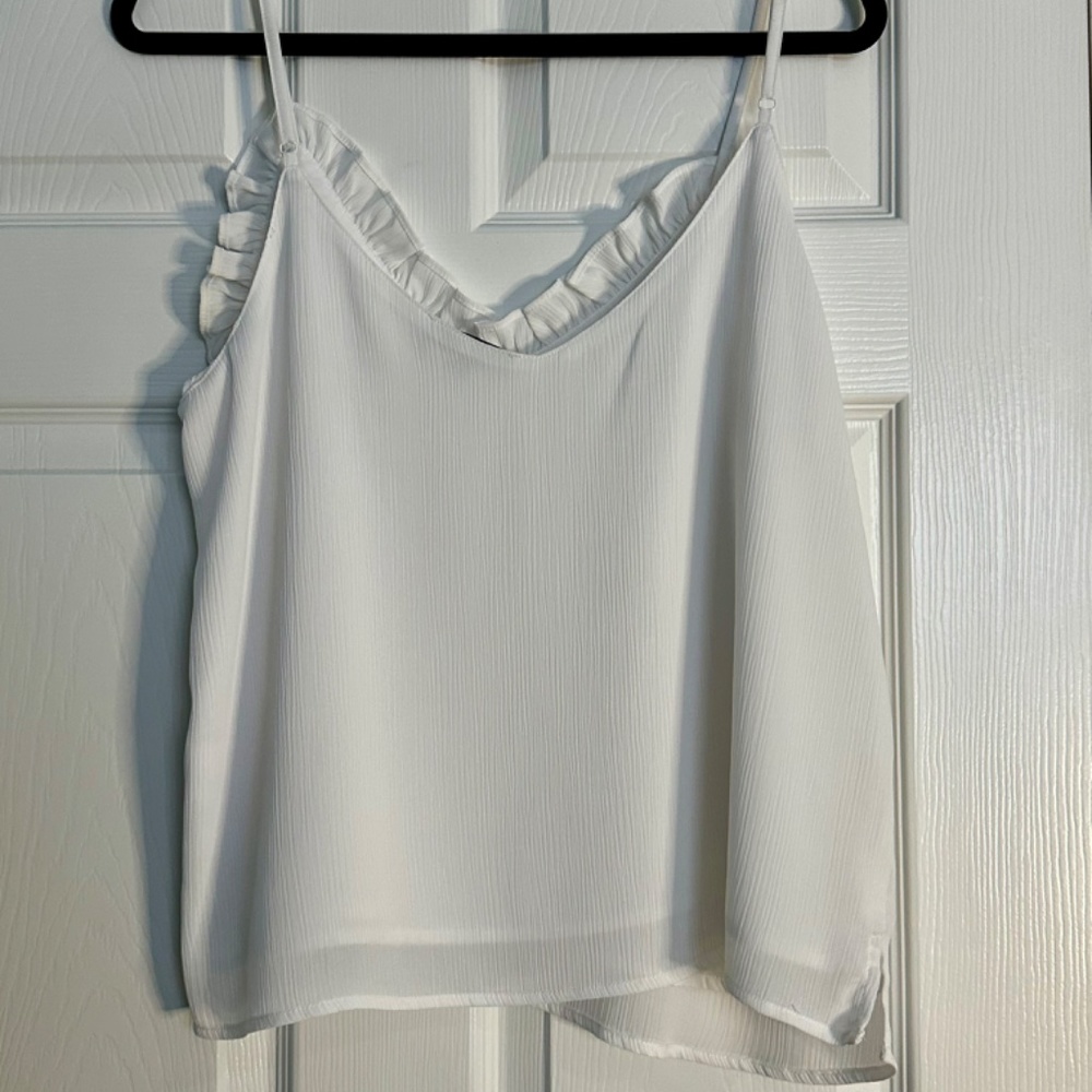 White Ruffle Tank Top - Picture 2 of 2